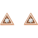 14K Rose 1/8 CTW Diamond Triangle Earrings