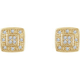 14K Yellow 1/10 CTW Diamond Cluster Earrings