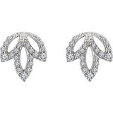 14K White 1/4 CTW Diamond Leaf Earrings
