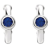 14K White Chatham® Created Gemstone J-Hoop Earrings