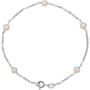 Sterling Silver Freshwater Cultured Pearl Station 7