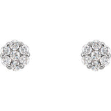 14K White 1/2 CTW Diamond Cluster Earrings