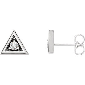 14K White 1/8 CTW Diamond Triangle Earrings