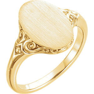 14K Yellow Oval Signet Ring