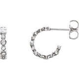 14K White 1/4 CTW Diamond Bezel Set J-Hoop Earrings