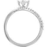14K White 5mm Round Forever One™ Moissanite & 1/10 CTW Diamond Ring