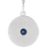 14K White Sapphire Disc Pendant