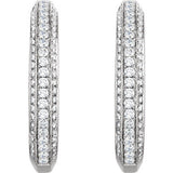 14K White 3/4 CTW Diamond Hoop Earrings