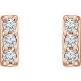 14K Rose .05 CTW Diamond Bar Earrings