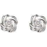 14K White 1/5 CTW Diamond Knot Earrings