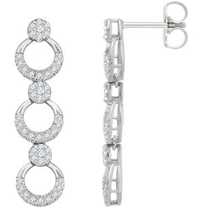 14K White 1/2 CTW Diamond Geometric Dangle Earrings