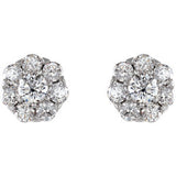 14K White 2 CTW Diamond Cluster Earrings