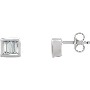 14K White 1/2 CTW Diamond Baguette Stud Earrings