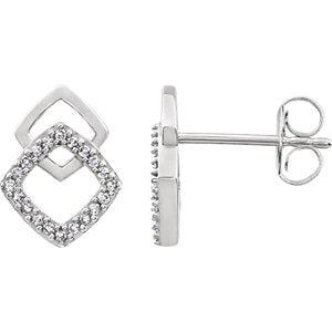 14K White 1/10 CTW Diamond Geometric Earrings