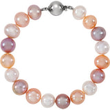 Sterling Silver Freshwater Cultured Pearl  Multicolor 7.75" Bracelet