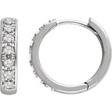 14K White 1/3 CTW Diamond Hoop Earrings