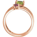 14K Peridot & Pink Tourmaline Two-Stone Ring