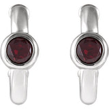 14K White Mozambique Garnet J-Hoop Earrings