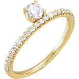 14K Yellow 4mm Round Forever One™ Moissanite & 1/5 CTW Diamond Stackable Ring