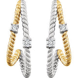 14K White & 14K Yellow Gold Plated 1/10 CTW Diamond Earrings