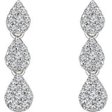 14K White 1/2 CTW Diamond Cluster Dangle Earrings