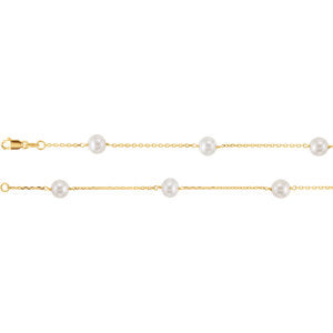 14K Yellow Pearl Station 16" Necklace