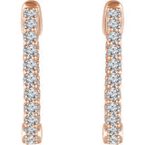 14K Rose 1 CTW Diamond Hoop Earrings