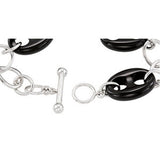 Sterling Silver Onyx Marine Link 8" Bracelet