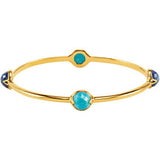 18K Vermeil Turquoise & Kyanite Bangle 7.5" Bracelet