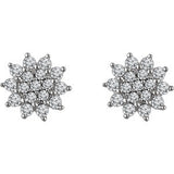 14K White 1/2 CTW Diamond Cluster Stud Earrings