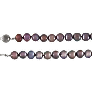 Sterling Silver Freshwater Cultured Black Pearl 18" Necklace