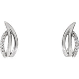 14K White 1/10 CTW Diamond Freeform J-Hoop Earrings