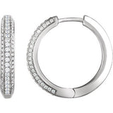 14K White 3/4 CTW Diamond Hoop Earrings