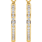 14K Yellow 1 CTW Diamond Hoop Earrings