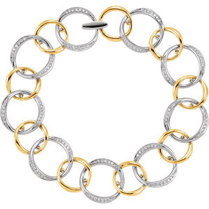 14K White & Yellow 3/4 CTW Diamond Link Bracelet