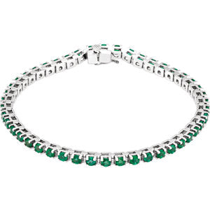 14K White Emerald Line Bracelet