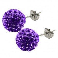 Bonbon Titanium Purple Crystal Stud Earrings