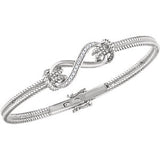 14K Rose & White 1/8 CTW Diamond Bangle 7.5" Bracelet