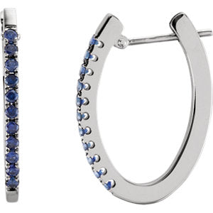 14K Sapphire Hoop Earrings