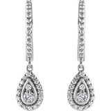 14K White 1/2 CTW Diamond Hoop Earrings
