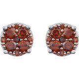 14K White 3/8 CTW Brown Diamond Cluster Earrings