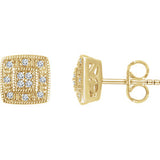 14K Yellow 1/10 CTW Diamond Cluster Earrings