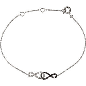 14K White, 1/5 CTW Black & White Diamond Infinity-Inspired 5.75 - 6.75" Bracelet
