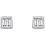 14K White 1/2 CTW Diamond Baguette Stud Earrings