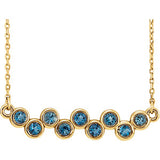 14K Yellow Aquamarine Bezel Set Bar 16-18" Necklace