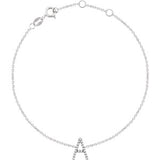 14K White 1/10 CTW Diamond Initial "A" 6-7" Bracelet