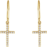 14K Yellow 1/6 CTW Diamond Cross Earrings