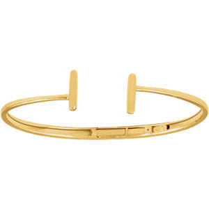 14K Yellow Hinged Cuff Bar Bracelet 7"