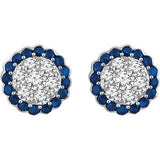 14K White Blue Sapphire & 5/8 CTW Diamond Earrings
