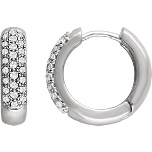 14K White 1/3 CTW Diamond Hoop Earrings